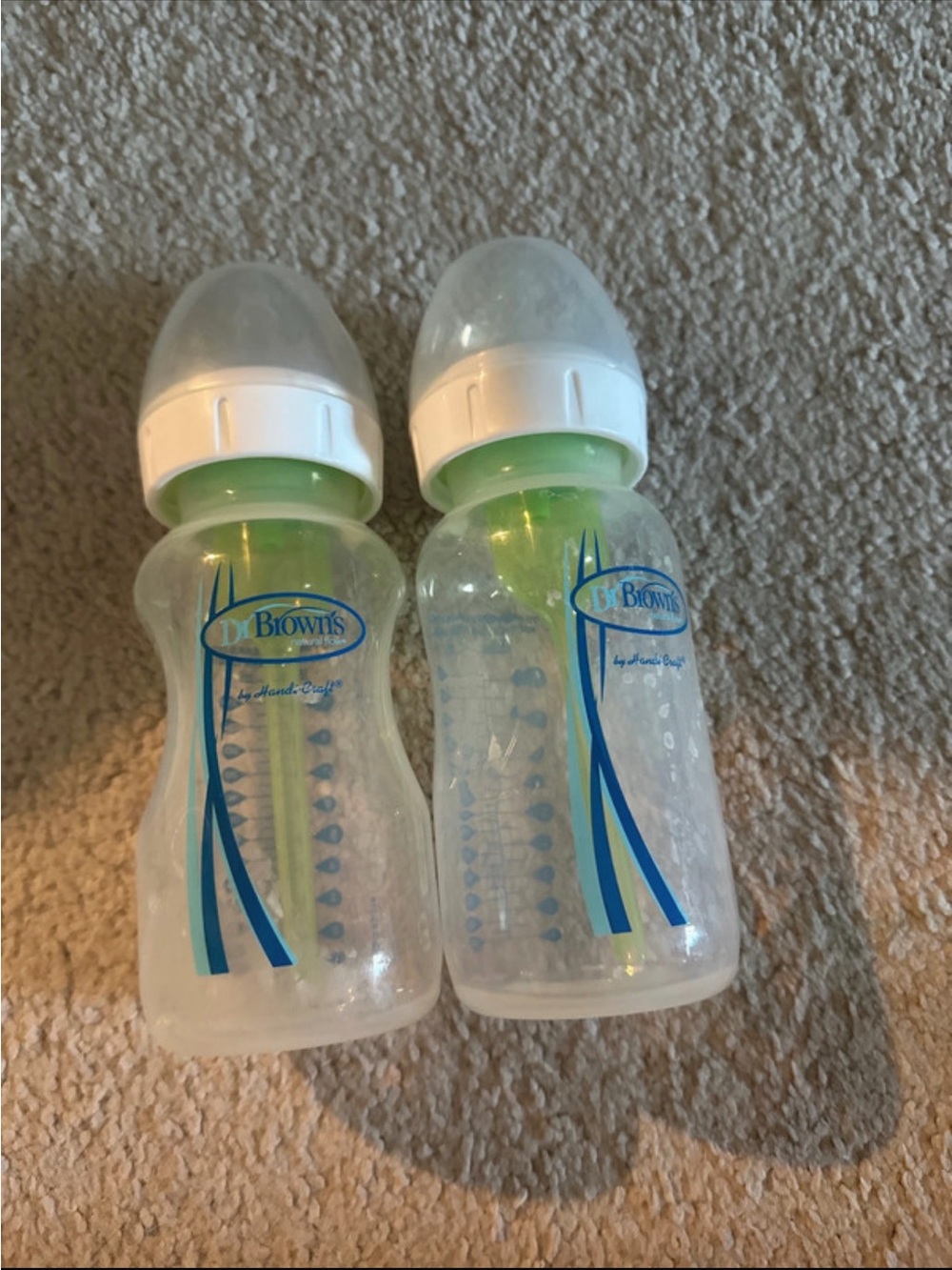 Dr. Brown's Green-Trim Baby Bottle Pair - Anti-Colic Design